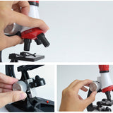 Microscope Kit Lab LED 100X-400X-1200X Home School  Educational Toy Gift Refined Biological Microscope For Kids Child New