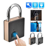 Smart Door Lock Metal Fingerprint Door Lock Padlock Stainless Steel Biometric Portable Outdoor Padlock Dustproof Waterproof Lock