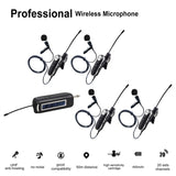 Wireless Lavalier Microphone System 4 Channel Wireless Lavalier Microphone for iPhone DSLR Camera YouTube Podcast Vlog B