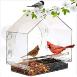 Window Bird Feeder - Refillable Sliding Tray - Weather Proof - Snow and Squirrel Resistant - Drains Rain Water