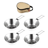 4PCS Outdoor Stainless Steel 300ml Sierra Bowl Picnic Tableware Portable Barbecue Hiking Camping Cup Picnic Cookware Storage Bag