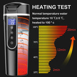 12V 24V Portable Car Heating Cup Stainless Steel Water Bottle Car LCD Temperature Warmer Display Mug Coffee Kettle V8W9