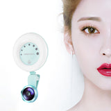 2022.Mini Cell Phone Lens with Beauty Selfie Ring Light Clip on Wide Angle Lens