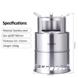 Outdoor Windproof Wood Burning Stove Portable Folding Stainless Steel Camping Stove Cooking Stove Equipment