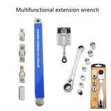 Ratchet Extension Wrench, Multi Function High-carbon Steel Extender Adaptor 1/4" 3/8" 1/2" Hand Torque Gear Socket Nut Tools Set