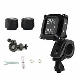 Motorcycle Wireless Tire Pressure Monitoring System TPMS LCD Digital Auto Security Alarm Tire Pressure with 2External Sensors