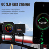 Motorcycle USB Charger with Voltmeter Thermometer Digital Display USB Port PD Cigarette Lighter Socket Motorcycle Handlebar