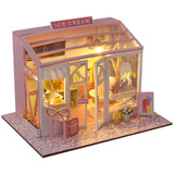 DIY Dollhouse Wooden Doll House  Assembled Sushi Dessert Shop Miniature Doll House Furniture Kit Casa Led Toys for Birthday Gift