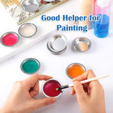 48pcs Paint Palette Set Stainless Steel Paint Pallet Small Round Paint Tray for Artist Watercolors Metal Makeup Mixing Palette