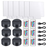6 Sets 3D Night LED Light Lamp Bases Adjustable 16 Colors 4 Modes Acrylic Lamp Base For Restaurant Room (Square Style)