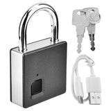 Smart Door Lock Metal Fingerprint Door Lock Padlock Stainless Steel Biometric Portable Outdoor Padlock Dustproof Waterproof Lock