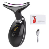 Anti Aging Face Skin Care Neck Massager With Heat 3 Colors LED Photon Therapy Skin Tighten Reduce Double Chin Face Toning Device