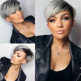 New wig women's short hair silver white chemical fiber headgear