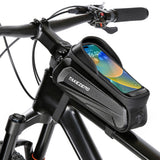 Waterproof Bicycle Phone Mount Bags Front Frame Top Tube Bag with Touchscreen Phone Holder Case Cycling Bike Tool Storage Bag