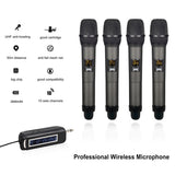 UHF Wireless Microphone 4 Channel Microphone With Mini Portable Receiver 1/4Inch Output For Church Home Business Meeting