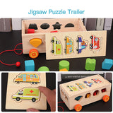 Wooden Blocks Geometric Shape Matching Box Baby Montessori Toy Multi-Functional Intellectual Car Box Early Child Education Gift