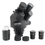 3.5X-90X Simul-Foca Trinocular Stereo Microscope 144 LED Illumination Ring Light Work Mat For PCB Board Soldering Repair