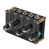 Mini Stereo 4 Channel Line Mixer Low Noise Professional 4 Channel Passive Mixer for Mixing Instrument CD Player Computer