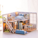 CUTEBEE DIY Doll House Wooden Doll Houses Miniature Dollhouse Furniture Kit with LED Toys for Children Christmas Gift  L023