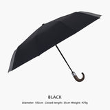 PARACHASE Automatic Folding Umbrella Men Women 10K Strong Windproof Rain Umbrellas Anti UV Sun Protection Wooden Handle Paraguas