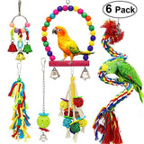 Parrot Combination Toys Bird Chewable Bite Climbing Rope Swing Cotton Rope Bite String 6Pcs Set Toys For Parrots Game In Cage
