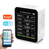 Tuya WiFi Air Quality Detector 6 In 1 Detector PM2.5 TVOC CO2 CH2O Temperature Humidity Intelligent Linkage APP Remotes Viewing
