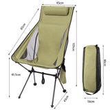 Outdoor Camping Chairs Ultralight Folding Moon Chair Hiking Travel BBQ Chair High Load 150kg Beach Oxford Cloth Fishing Chair