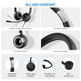 New Bee H360 3.5mm/USB Wired Telephone Headset Call Center Earphone with Mic On Ear Computer Headphone Volume Control Headset