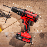 36V 12V Impact Cordless Drill Power Tools Wireless Drills Rechargeable Drill Set for Electric Screwdriver Battery Driller Tool
