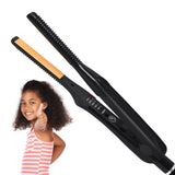 Flat Iron Hair Straightener &amp; Professional Styler  Smoothing Iron Hot Comb Curling Brush 2 in 1 Men Beard Straightening Iron