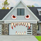 2 Sets Fiend Eyes Fangs Wall Decals Spooky Decals (Assorted Color)