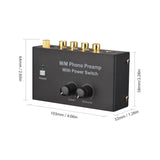 M/M Phono Preamp with Power Switch Preamplifier with Level &amp; Volume Control RCA Input &amp; Output 1/4 Inch TRS Output Interface