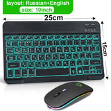 RGB Bluetooth Keyboard And Mouse Set Russian Spainish Wireless Keyboard Mouse Combo Rechargeable RGB Mouse For ipad Laptop