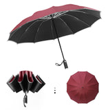 Automatic Reverse Umbrella 12 Ribs Reverse Umbrella with Reflective Stripe LED Night Light Windproof Double Automatic Folding