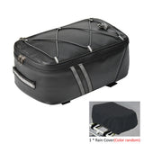 8L Storage Luggage Cycling Accessories With Rain Cover Travel PU Leather Pannier Bike Bag Rack Rear Carrier Trunk Large Capacity
