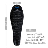 Series White Goose Down Mummy Camping Sleeping Bag Ultralight Baffle Design Outdoor Hiking Nylon Sleeping Bag
