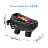 6.7in Touch Screen Bike Handlebar Bag Waterproof Front Frame Top Tube Bicycle Pouch Large Capacity Cycling Front Storage Bag