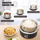 200W 1.3L Mini Rice Cookers Electric Lunch Box 2 Layer Heat Preservation Portable Steamer for Home Car School Office Bring Meal