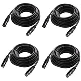 4 Pcs 25 Ft Flexible DMX Cable, Gold-Plated 3 Pin Signal XLR Male to Female DMX Cable Wire, Best for DJ Stage