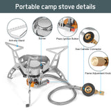 3500W Windproof Camping Gas Burner with Adapter Portable Backpacking Stove with Piezo Ignition for Outdoor Cooking Hiking Picnic