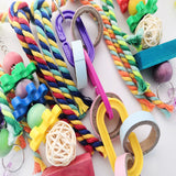 Parrot Hanging Swings Cage Colorful Toys Bird Supplies Cotton Rope Standing Chewing Bite Colorful Beads Hanging Climbing Toys