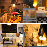 Assemble DIY Wooden House Dollhouse kit Wooden Miniature Doll Houses Miniature Dollhouse toys With Furniture LED Lights Gift