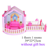 Princess Big Villa DIY Dollhouses casa muñecas Pink Castle Play House With Slide Yard Kit Assembled Doll House Toys