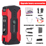 20000mAh Car Battery Jump Starter Portable Emergency 12V Car Battery Booster 15V/1A 4 USB Wireless Charging LED Flashlight