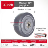 1 Pc 4 Inch Rubber Medium Caster Gold-Plated /Humvee/ TPR Silent Wheel Universal Trolley Industrial Trailer Single