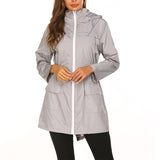 Women's Long Hooded Raincoat Poncho Waterproof Impermeable Trench Coats Clothes Portable Female Outdoor Rain Jacket Cloak Covers