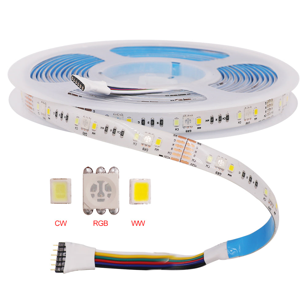 DC12V LED Strip 90LEDs/m RGB+ +White+Warm White IP21 IP65 Waterproof 2835 5050 Flexible LED Lights 5m/lot