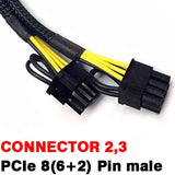 8Pc PCI-E 6 Pin to Dual PCIe 8 Pin (6+2) Image Card PCI Express Power Adapter GPU VGA Y-Splitter Extension Cable