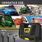 Rechargeable Wireless Air Compressor Tire Inflator 12V DC Car Pump with Digital Pressure Gauge Emergency Led Light