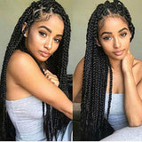 Factory Wholesale Chemical Fiber Front Lace Wig European and American Ladies Black Braid Wig Synthetic Wigs One Piece Dropshipping